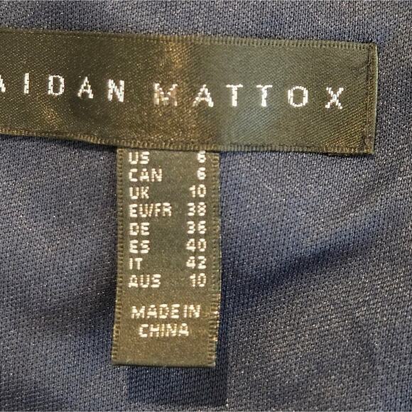 Aidan Mattox Black Twilight Geometric Beaded Illusion Sheath Halter Dress, Sz 6 - Picture 7 of 8